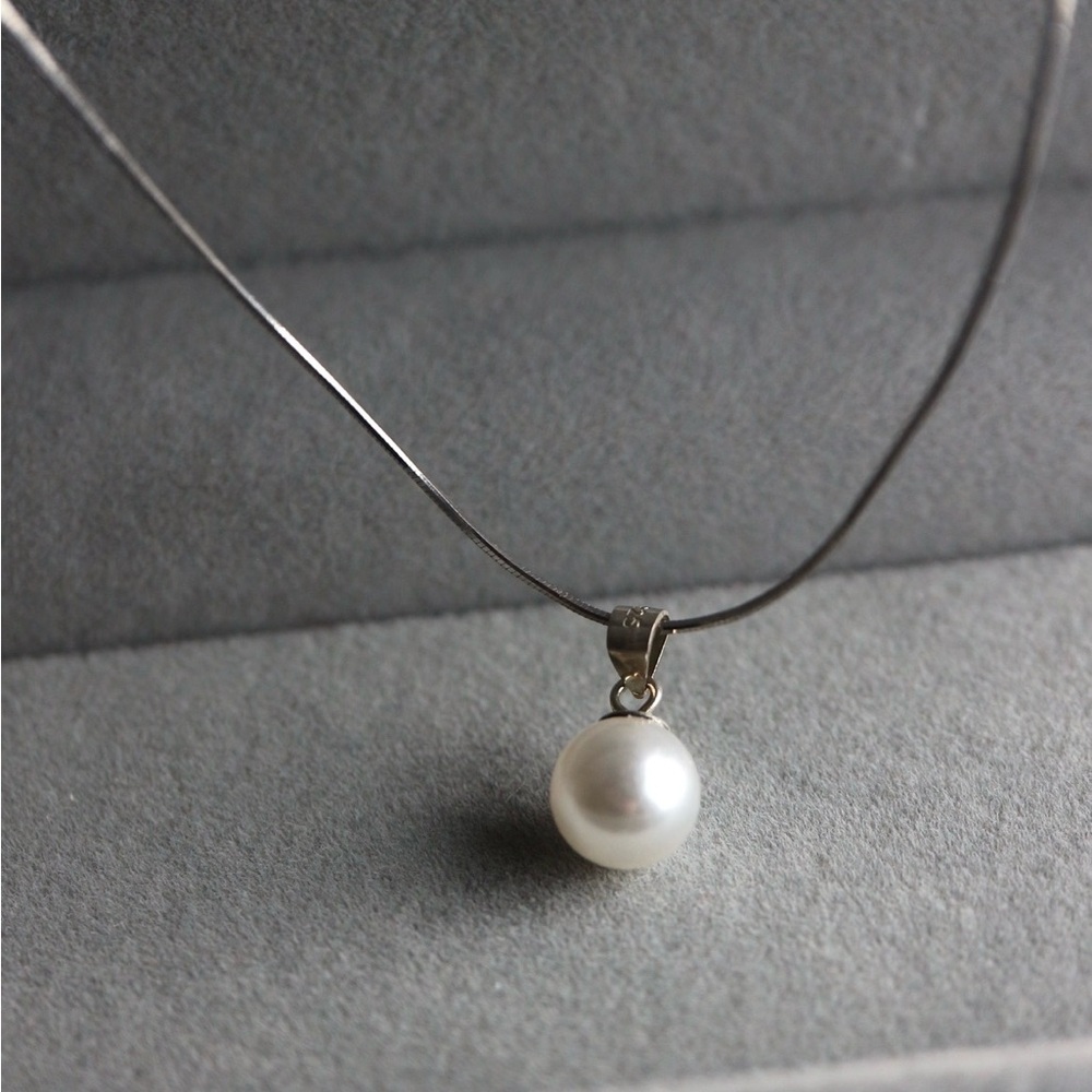Pearl pendant on Italian Sterling Silver 925 Necklace with Gift box - Picture 2 of 7
